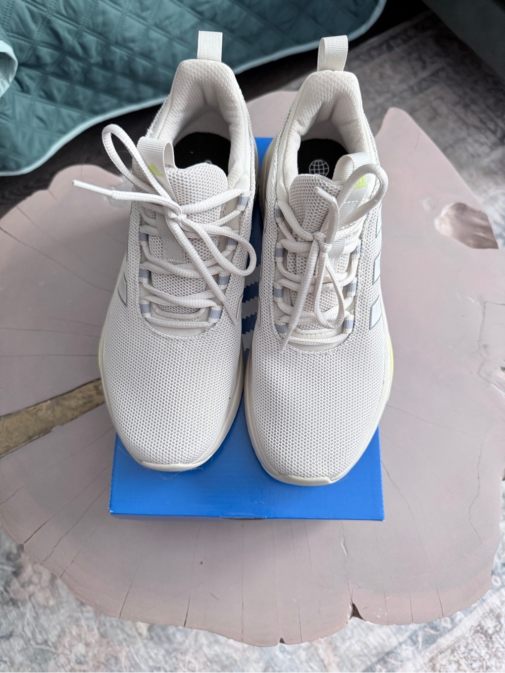 adidas Cream White Mesh Athletic Sneakers